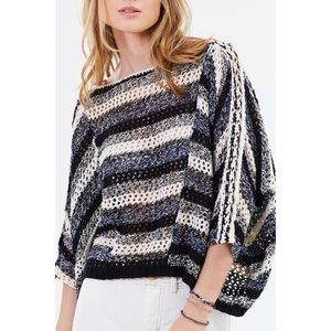 Free People Multicolor Pearl Searching Linen Stripe Sweater XS